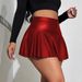 Women's Clothing PU Skirt New Pleated Skirt Leather Skirt Miniskirt Nightclub Sexy Women's Skirt_ecoleips.com