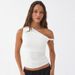 Y24TP145 European And American Wo's Summer New Solid Color One-shoulder Asymmetrical Pleated Sexy Slim-fit Top For_ecoleips.com