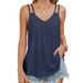 Aria Basics Aria Basics European And American Cross-border Foreign Trade 2024 Spring/summer New Solid Color V-neck Camisole Loose T-shirt_ecoleips.com