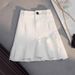 White Denim High-Waisted Mini Skirt for Women Spring/Summer New Style Irregular Ruffle A-Line Anti-Exposure_ecoleips.com