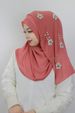 Muslim Accessories"Elegant Floral Chiffon Headscarf With Pearl Accents – Versatile Long Shawl For Women"_ecoleips.com