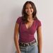 Women's Slim Fit V Neck T-Shirt Y2K Style Solid Color Spring/Summer Short Sleeve Top European And American Fashion_ecoleips.com