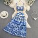 women's fashion casual long sved lace patchwork top and skirt set american style autumn clothing_ecoleips.com