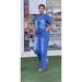 Women's Distressed Blue Denim Short Sleeve Set – Trendy Oversized Casual Two-Piece Outfit_ecoleips.com