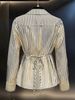 Women's French-Inspired Striped V-Neck Shirt - Slimming Asymmetrical Waist Design, Long Sleeve Blouse, Elegant & Unique Top_ecoleips.com