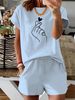 Women’s 2 Piece Outfit Set – Oversized Graphic T-Shirt And Biker Shorts Matching Set, Casual Summer Lounge Tracksuit For Daily Wear-365_ecoleips.com