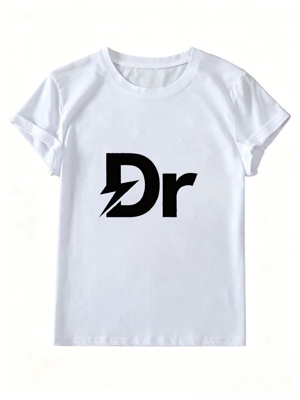 Women Cool Lightning Dr Letter Graphic T Shirt Round Neck Loose Streetwear Minimalist Summer Casual Tops_ecoleips.com