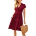's New European And American Cross-border Foreign Trade Women's Short-sleeve Printed Pocket Midi Waist-cinching_ecoleips.com