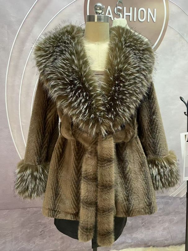 Women's Clothing Luxury Leopard Print Faux Fur Coat – Oversized Detachable Fur Collar & Waist Belt (L-XXL, 15 Colors)_ecoleips.com
