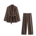 Women's Clothing Spring/Summer Women's Fashion Set With Belt Style Suit Jacket And Trousers Elegant For Formal & Casual For Women_ecoleips.com