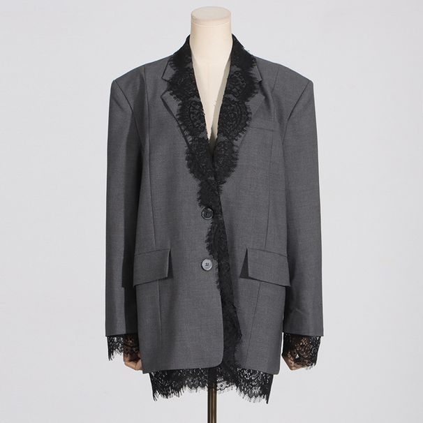 K Fashionable Temperament Suit Jacket, New Lace Patchwork Design, Long Sleeved Silhouette, Small Suit For Women_ecoleips.com