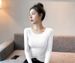 Wear Tight-fitting Pure Desire U-neck Slim-fitting Fashion Bottoming Shirt In Autumn And Winter 2025, Simple Long-sleeved T-shirt_ecoleips.com