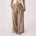 Women's mid Waist Wide Leg Pants Spring 2026 Casual Commuter Cotton Linen Solid Color Long Pants with Pockets_ecoleips.com