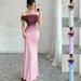Women's Clothing Fashion Short Sleeve Off The Shoulder Gradient Bodycon Long Dress For Formal & Casual For Women_ecoleips.com