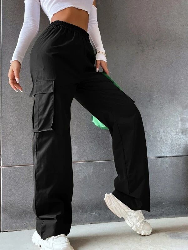 Women's Clothing Beltless High Waist Wide Leg Straight Loose Casual Trousers_ecoleips.com