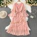 High Grade Temperament And Elegant Diamond Studded Three Dimensional Flower Trumpet Sleeve Dress For Women In Summer With Waist And Ruffled Long Skirt_ecoleips.com
