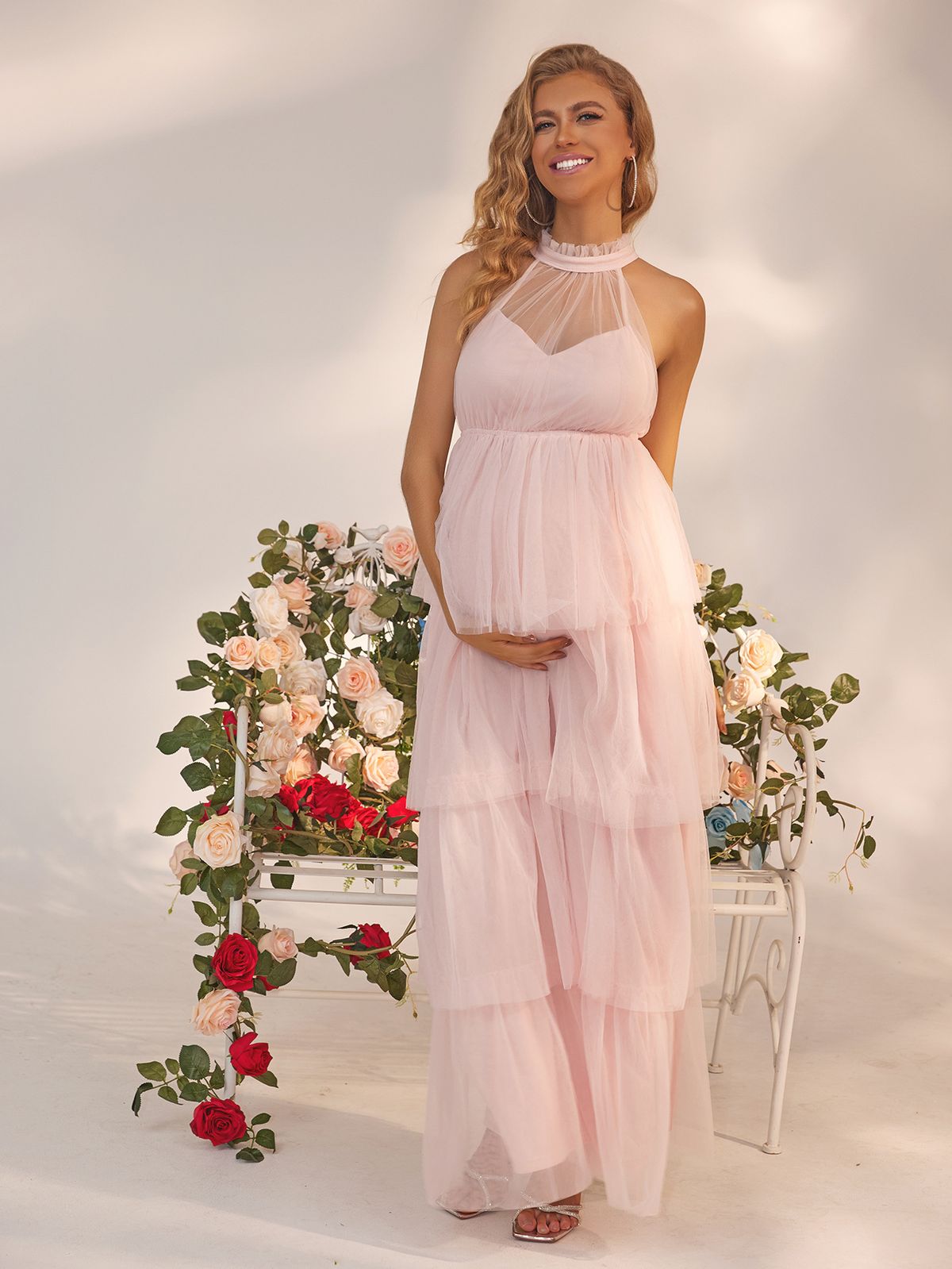 Breathable Maternity Maxi Dress – Comfortable & Stylish V-Neck Sundress For Pregnancy & Nursing_ecoleips.com