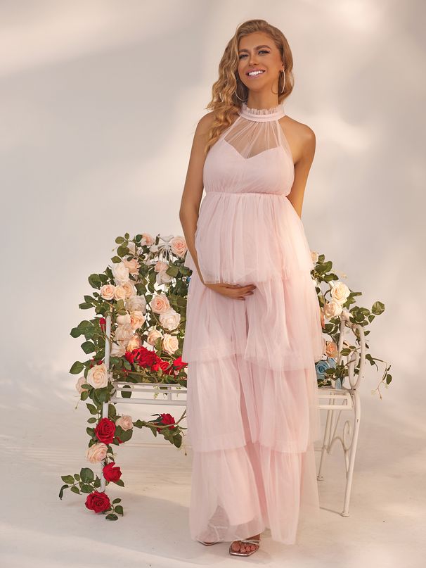 Breathable Maternity Maxi Dress – Comfortable & Stylish V-Neck Sundress For Pregnancy & Nursing_ecoleips.com