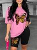 Summer Women's Casual And Fashionable Butterfly Print Loose T-shirt+shorts Two-piece Sportswear Suitable For Daily Wear-33_ecoleips.com