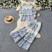 Women's Clothing Women's Green Floral Print Two Piece Set Elegant Slimming Wide Leg Pants V Neck Fashionable Commuter Suit Summer Style_ecoleips.com