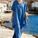 Women's Casual V Neck Short Sleeve Top And Long Skirt Set Multi Color Cotton Blend New_ecoleips.com