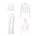 Women's 4-Piece Outfit Set - U-Neck Vest, Cropped Jacket, Hooded Jacket & Flare Pants - Stretchy Slim Fit Activewear For Hiking & Casual Wear_ecoleips.com