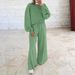 Women’s Oversized Drop-Shoulder Bubble Sleeve Top & Drawstring Wide-Leg Pants Set – Casual Lounge Two-Piece (6 Colors, S-XXL)_ecoleips.com