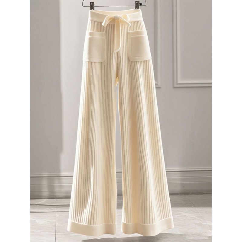 Women's Clothing White Glutinous Rice Pants New Style This Year's Popular High Waist Straight Thickened Knitted Wide Leg Pants Winter Women_ecoleips.com