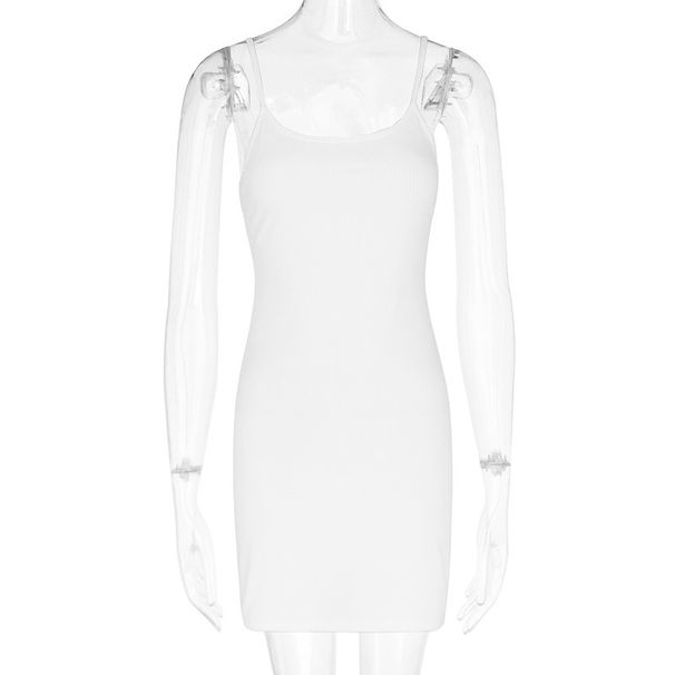 Women's Clothing Summer New Women's Solid Color Suspender Skirt Sexy Slim Hip Dress_ecoleips.com