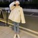 Women's Fleece-Lined Puffer Jacket With Stand Collar & Letter Print (White, S-2XL)_ecoleips.com