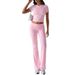 Voya Female Lead Hot Girl Explosive Casual Fashion Set Solid Color Versatile Short Sleeved Pants Two-piece Set_ecoleips.com