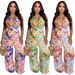 Women's Clothing Fashion Women's Sleeveless Lace Up Wide Leg Printed Jumpsuit New_ecoleips.com
