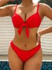 Women's Sexy Solid Color Bikini Backless Swimwear Tie Up Vacation E-Suit_ecoleips.com