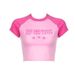 Sweet And Spicy Letter Print Raglan T-shirt For Women, New Summer Slim Fit Cropped Slimming Short Sleeve Top, Trendy_ecoleips.com