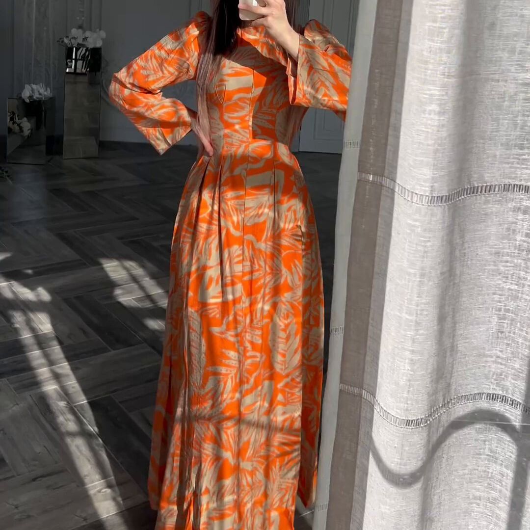 Women's Clothing New High End Long Sleeved High Waisted Slim Fitting Long Dress_ecoleips.com
