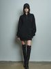 Women's British Style Zip-Up Hoodie Dress With Stand Collar - Fall & Winter Fashion Casual Tunic Sweater Dress (Black, White, Khaki, Peacock Blue)_ecoleips.com