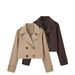 Trendy Double-Breasted Lapel Cropped Trench Coat – Chic Short Jacket For Women (Modern & Versatile, Lightweight Outerwear For Spring & Fall)_ecoleips.com