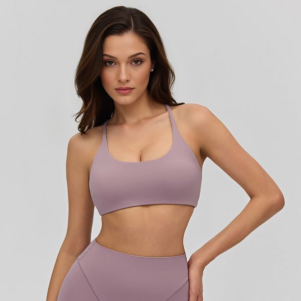 Women Thin Criss Cross Back Padded Sports Bra Low Impact Soft Yoga Workout Bra For Running Gym Daily Lounge_ecoleips.com
