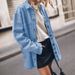 2025 Women's Clothing European And American Vintage Long-Sleeve Denim Jacket Blue Large Pocket Loose Casual Shirt_ecoleips.com