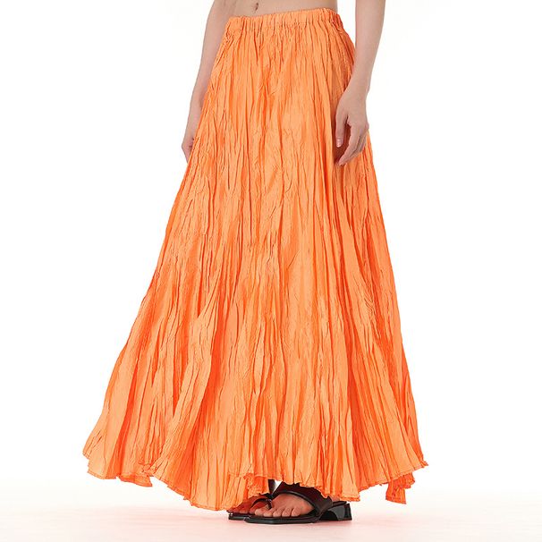 plus Size Women's Flowy Draped Pleated Midi Skirt Loose Fit Slimming Cross Border Style 2026 New Super Large Skirt 11050_ecoleips.com