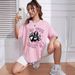 Women's Casual Loose T-Shirt round Neck Short Sleeve Letter Print Simple Sports Top_ecoleips.com