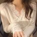 Women's Clothing White V Neck Lace Sweater For Women Autumn High End Inner Wear Unique And Beautiful Sweater Bottoming Shirt_ecoleips.com