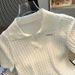 Polo Collar Ice Silk Knit Top For Women, Thin Loose Fit, Slimming, Plus Size, Short Sleeve T-Shirt_ecoleips.com