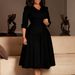 D3351 European And American Foreign Trade Women's Autumn Fashion Three-quarter Sleeve Suit Collar Solid Color Large Hem_ecoleips.com