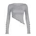 WG006 Bow-tie Sleeve Irregular Short Wom, Sweet And Spicy, Cropped, Slim-fit, Diagonal Collar, Long-sleeve Top For_ecoleips.com