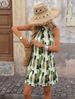 Women's Clothing Halter Neck Sleeveless Printed Dress Off Shoulder Style_ecoleips.com