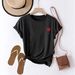 Women's Clothing Summer New Arrival Women's T-Shirt Heart Print Loose Fit Round Neck Short Sleeve Stylish Versatile Top A77 Print_ecoleips.com