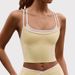 Women's Fitness Top Color Block Faux Two Piece Halter Neck Sports Bra Sexy Thin Straps Yoga Wear Vest_ecoleips.com