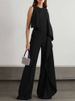 Women's Clothing solid color fashion temperament vest high waist wide leg pants women's irregular zipper jumpsuit _ecoleips.com