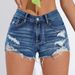 Women's Clothing High Waist Slim Fit Hair Edge Denim Shorts_ecoleips.com